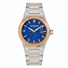 Saint Honore New Haussmann Gents Blue Dial Two Tone Stainless Steel Bracelet Watch