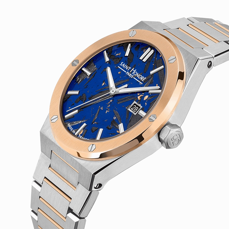 Saint Honore New Haussmann Gents Blue Dial Two Tone Stainless Steel Bracelet Watch