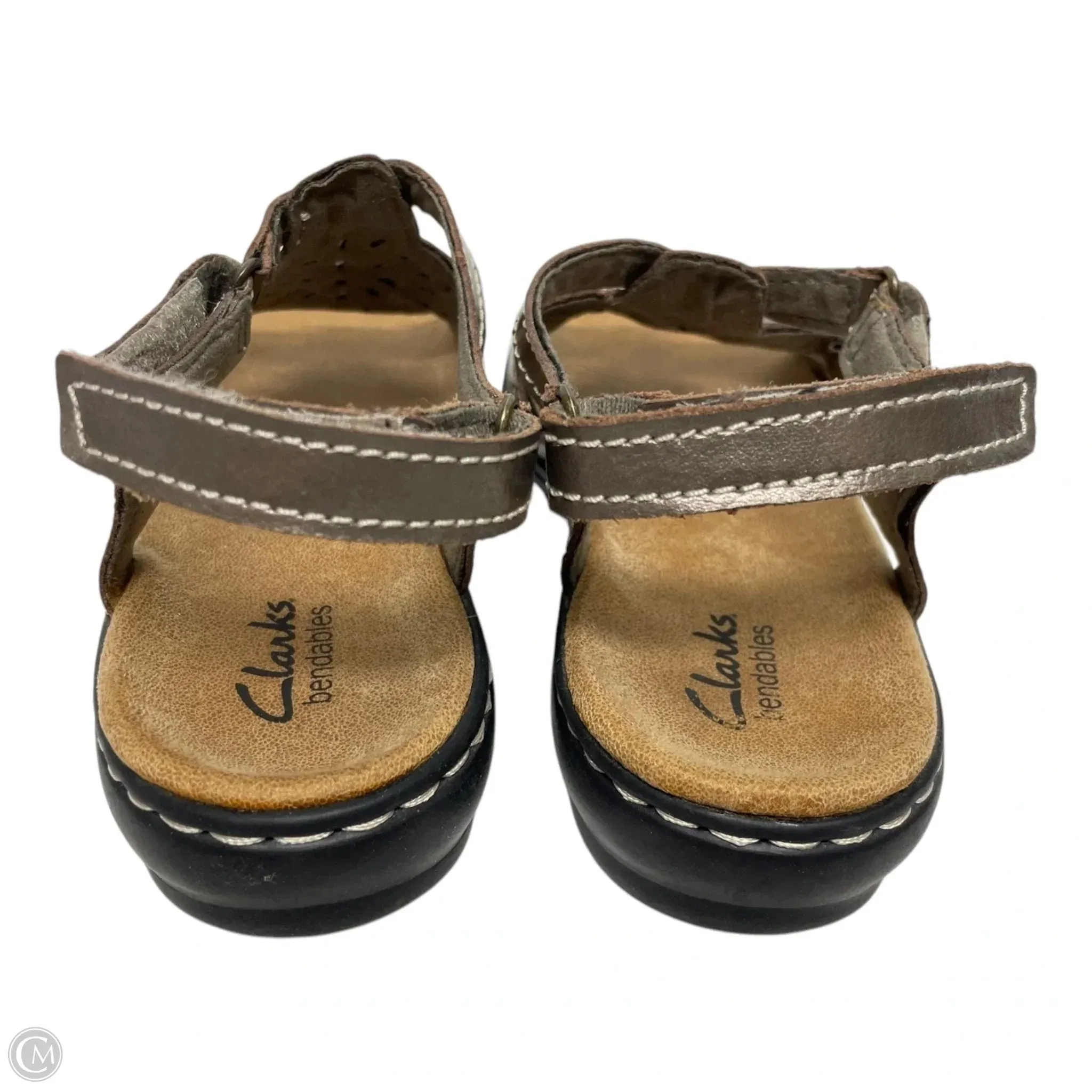 Sandals Flats By Clarks In Black & Brown, Size: 7