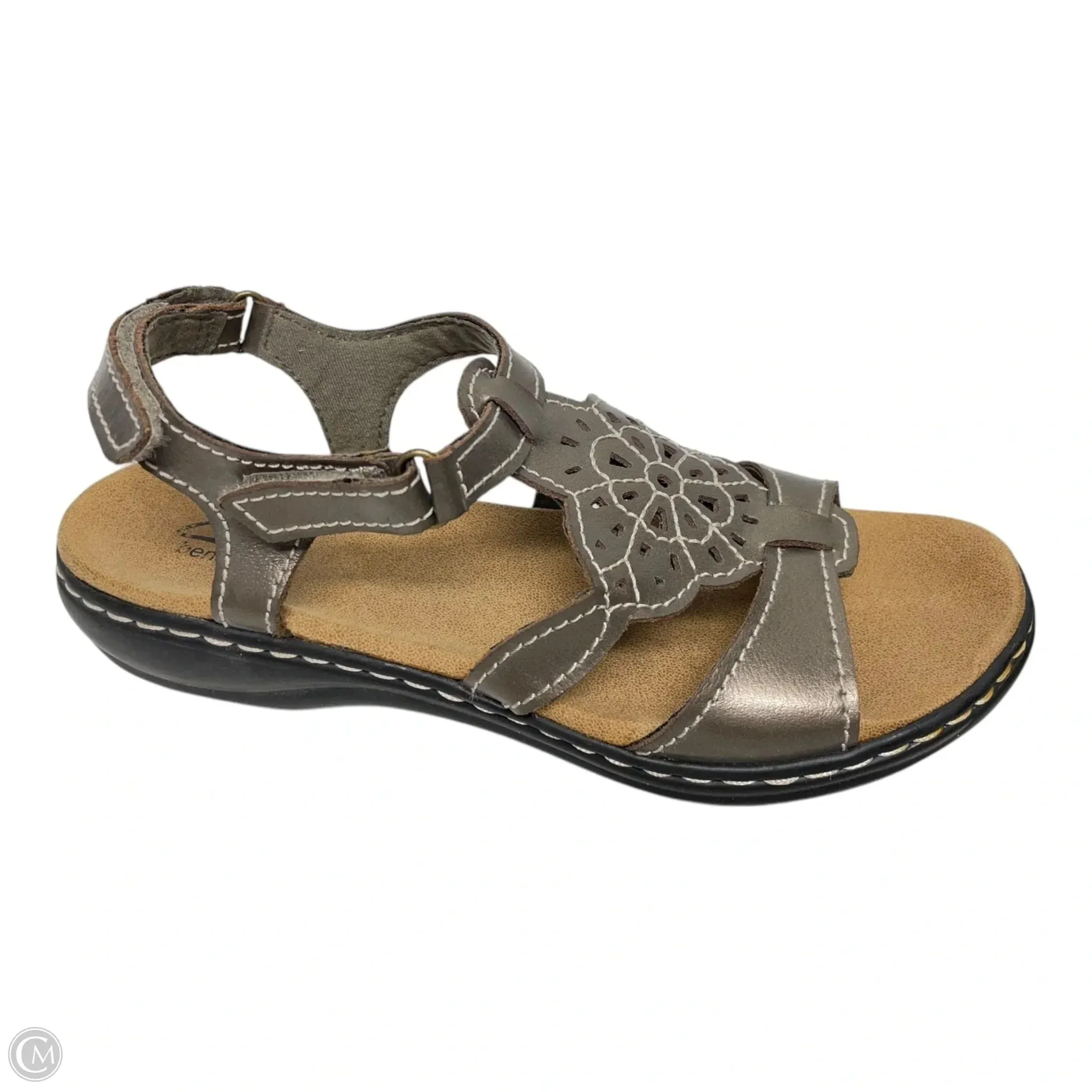 Sandals Flats By Clarks In Black & Brown, Size: 7