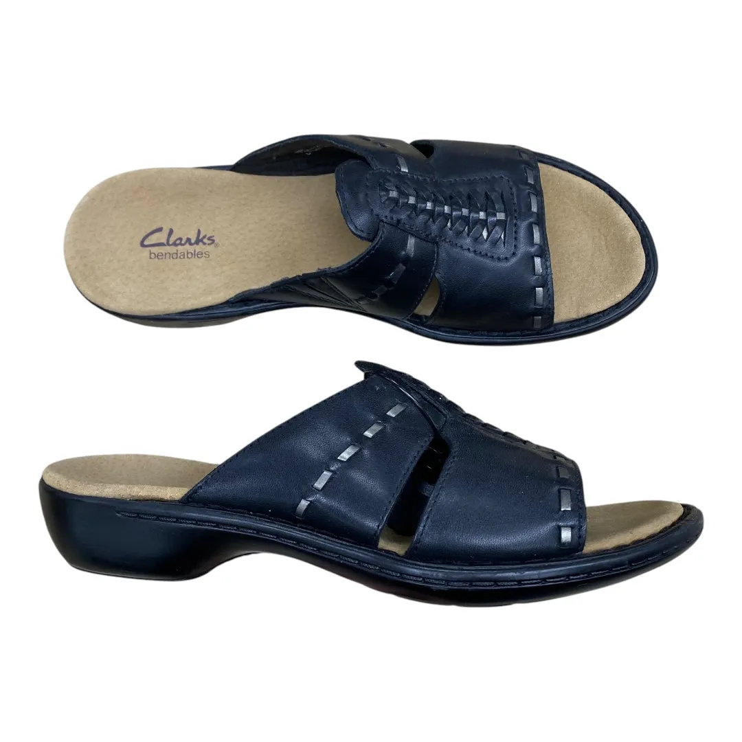 Sandals Flats By Clarks In Black & Brown, Size:9.5