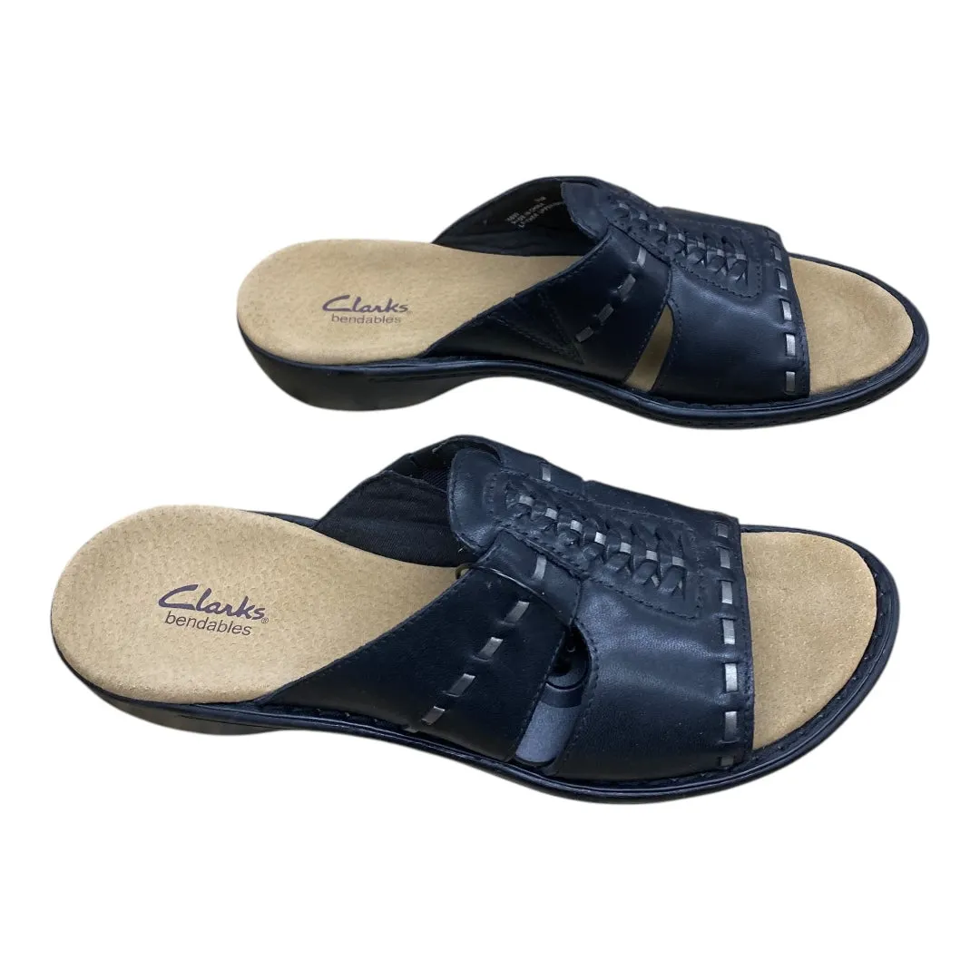 Sandals Flats By Clarks In Black & Brown, Size:9.5