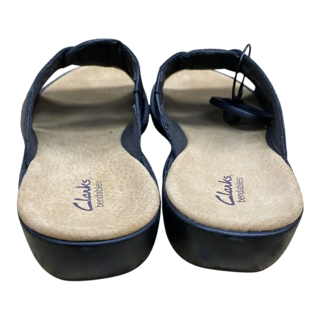 Sandals Flats By Clarks In Black & Brown, Size:9.5