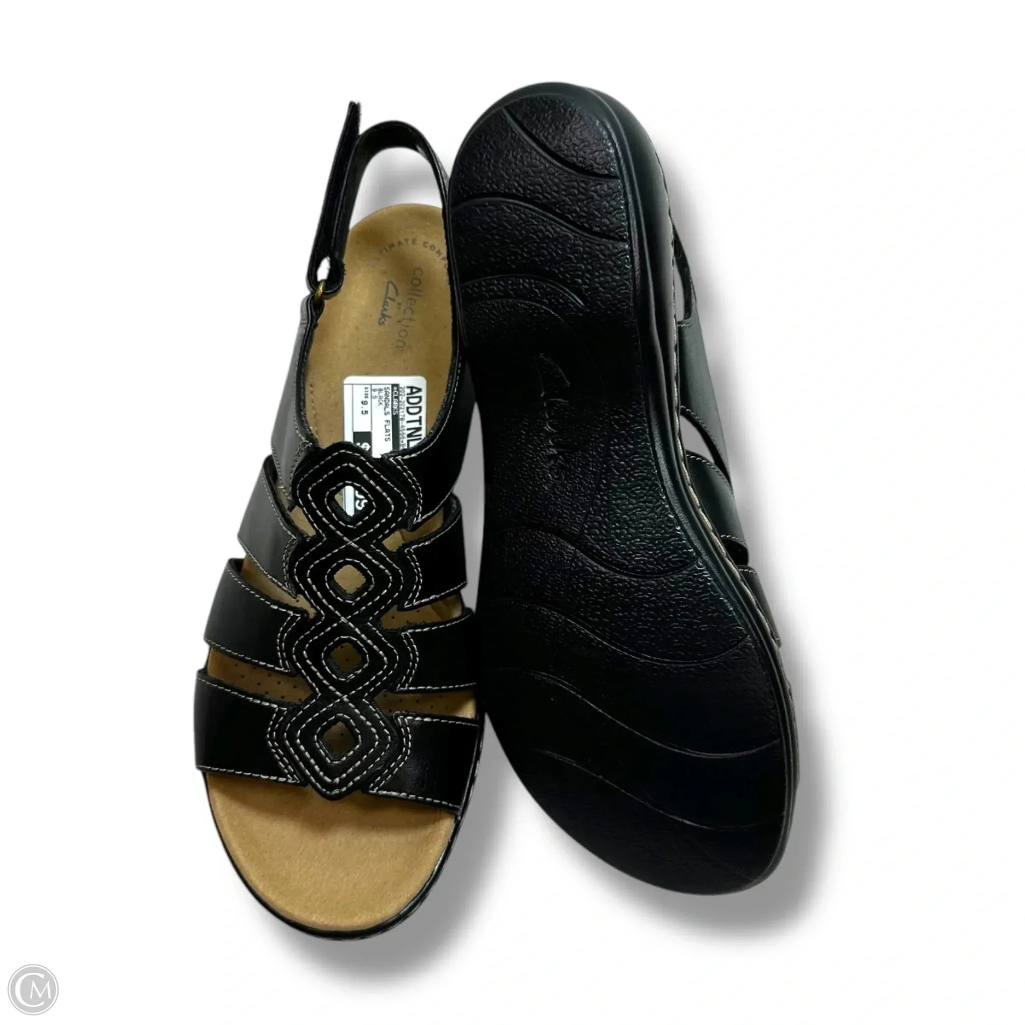 Sandals Flats By Clarks In Black, Size: 9.5