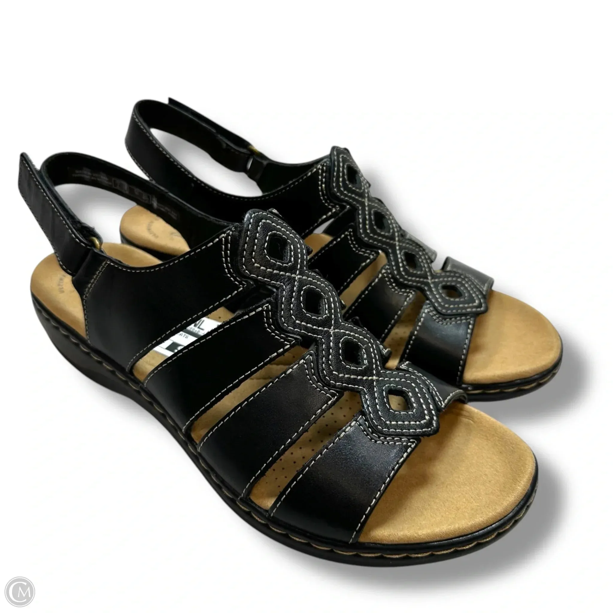 Sandals Flats By Clarks In Black, Size: 9.5
