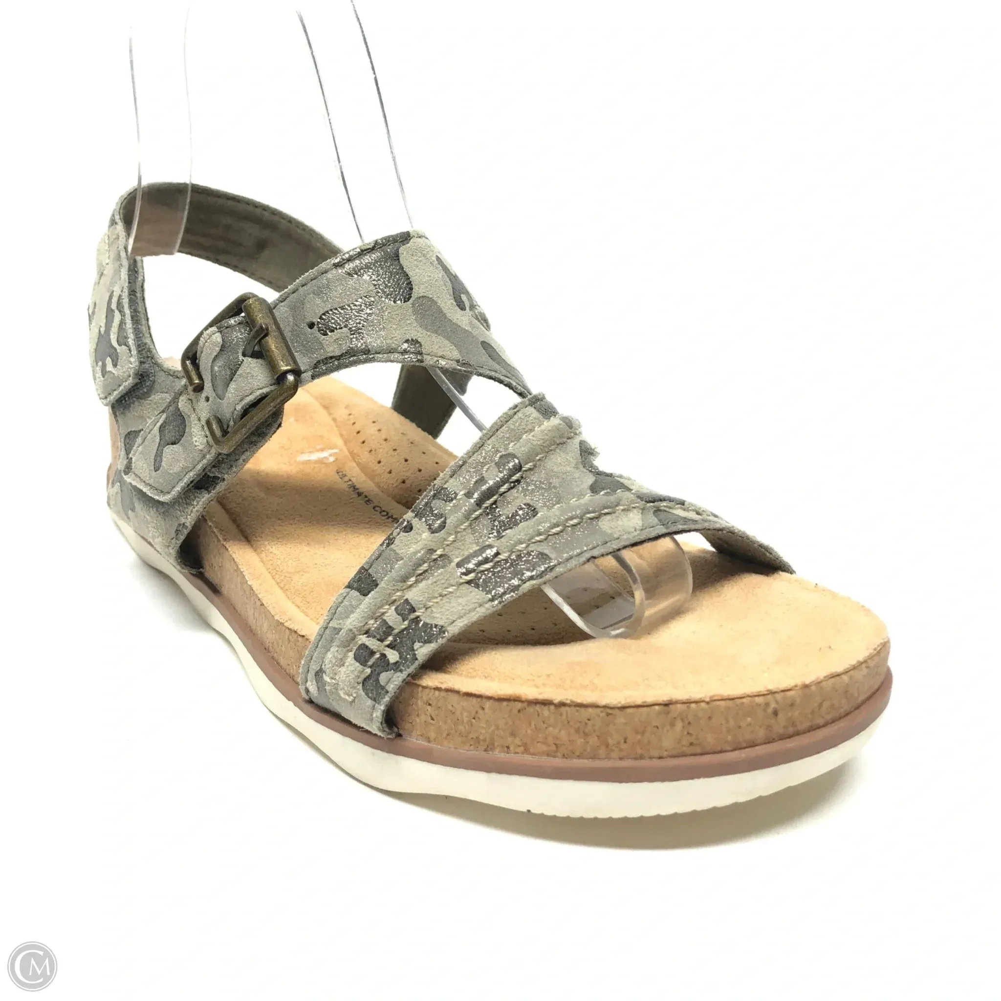 Sandals Flats By Clarks In Camouflage Print, Size: 7