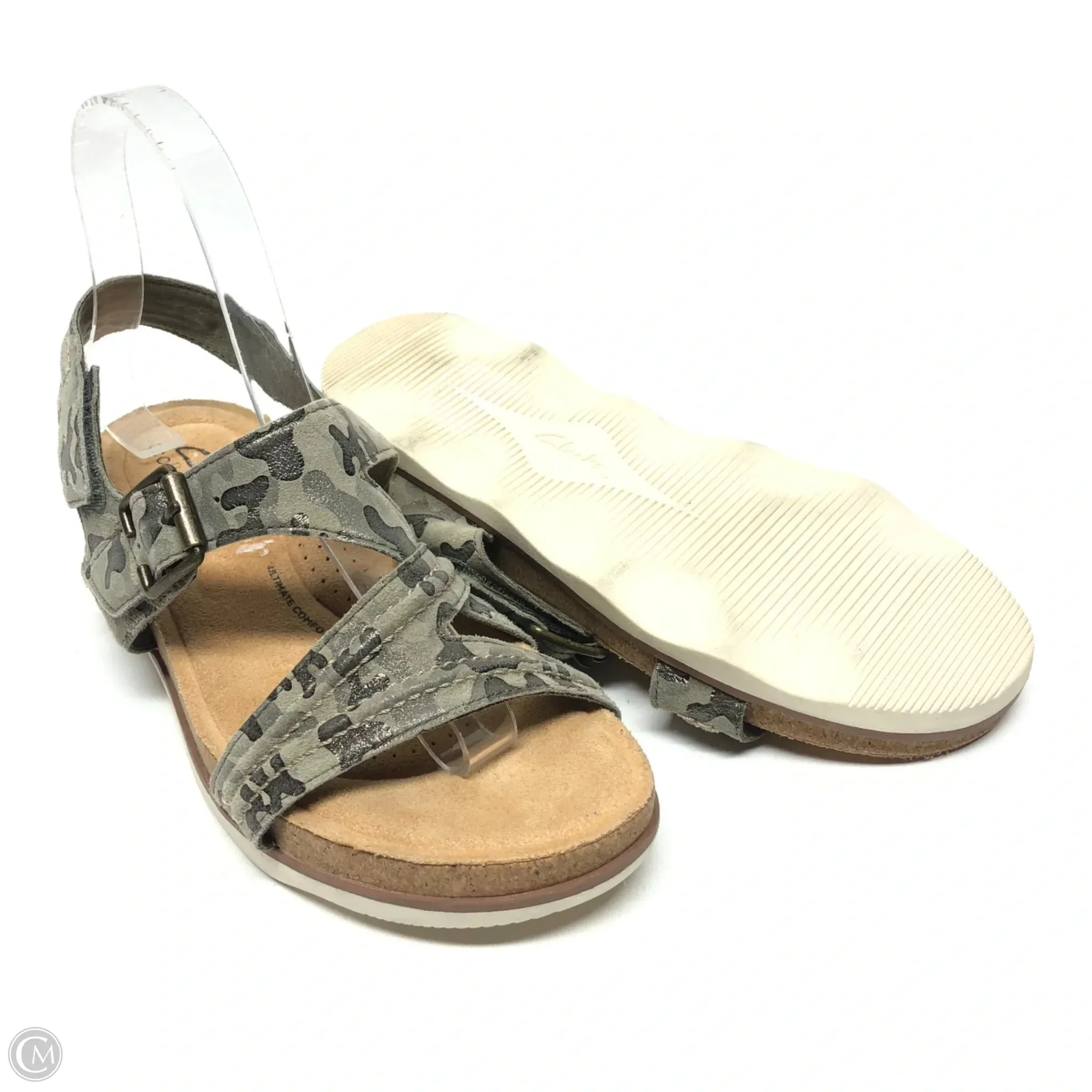 Sandals Flats By Clarks In Camouflage Print, Size: 7