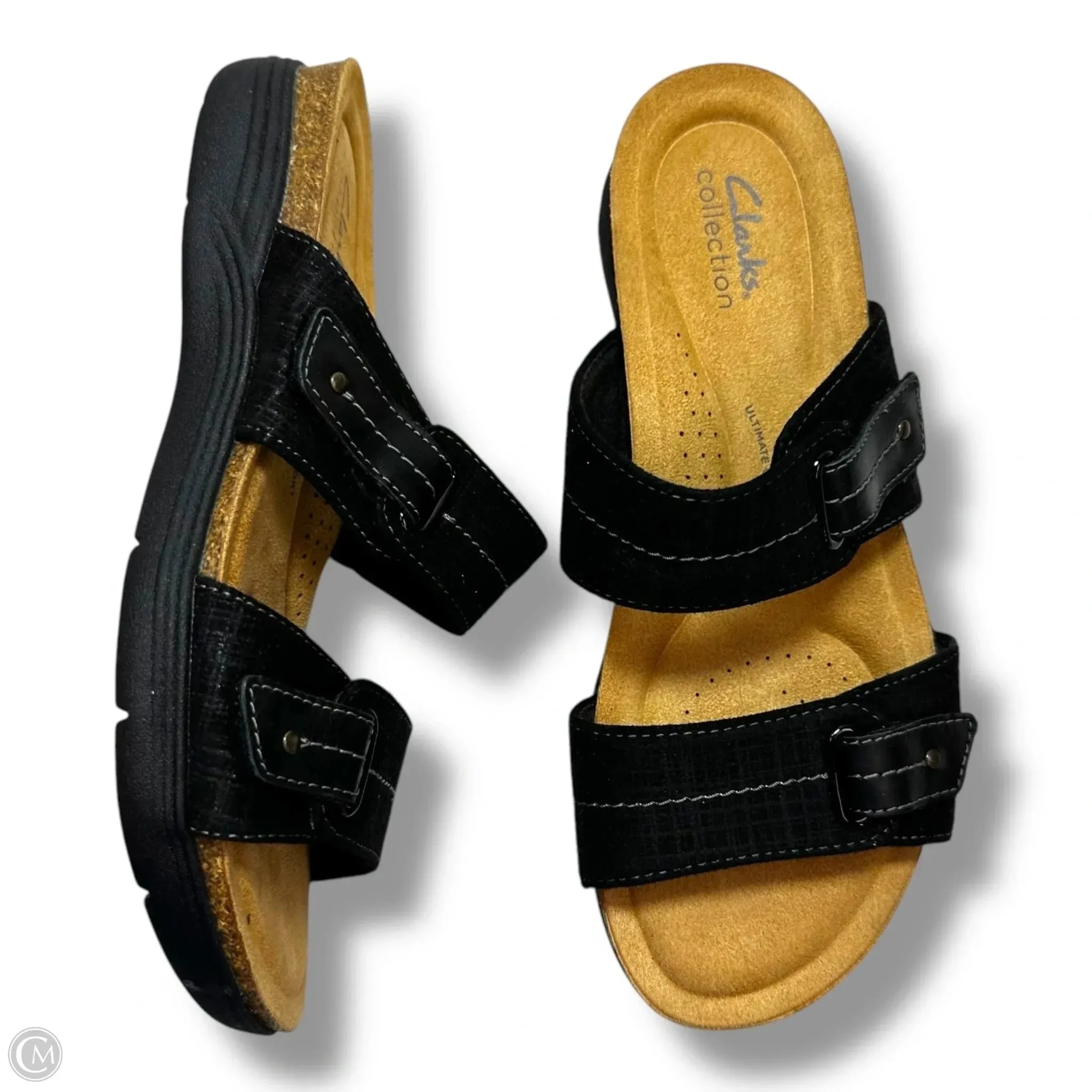 Sandals Flip Flops By Clarks In Black, Size: 8.5