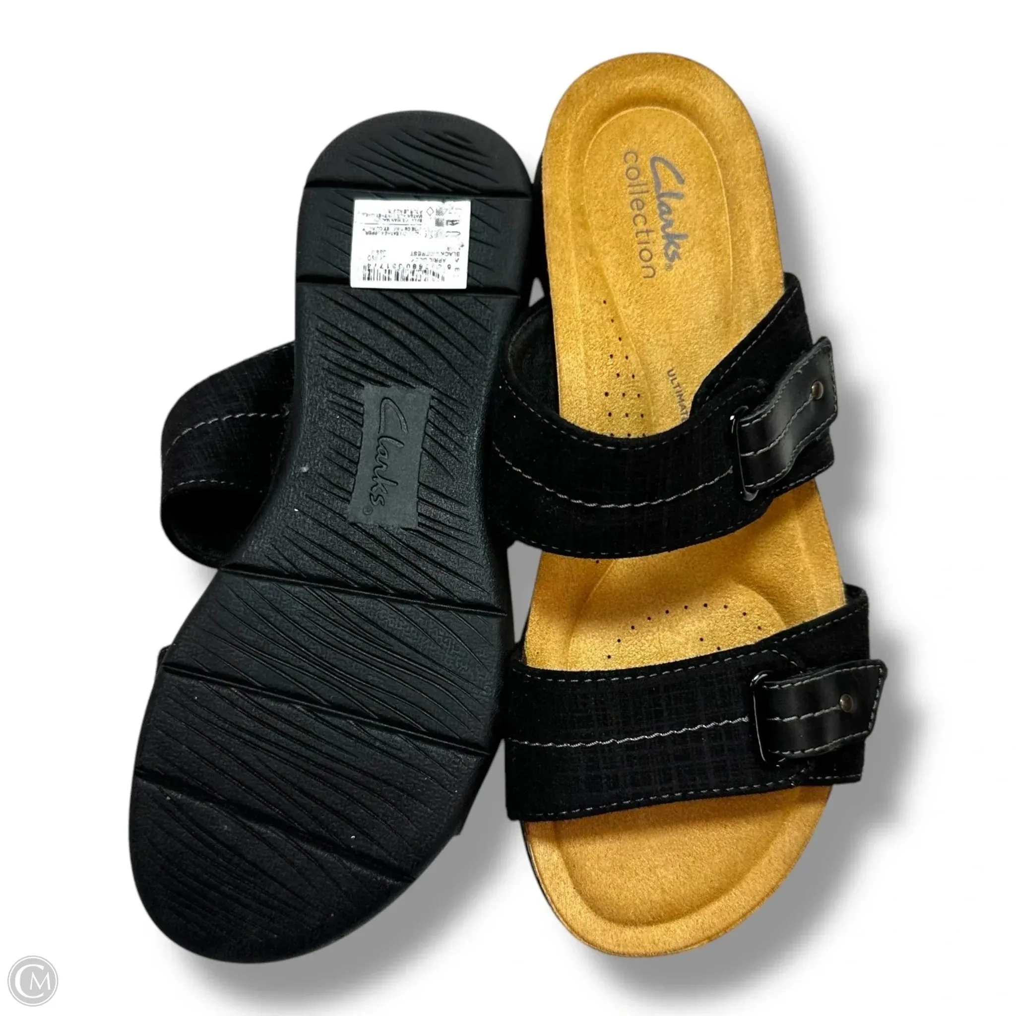 Sandals Flip Flops By Clarks In Black, Size: 8.5