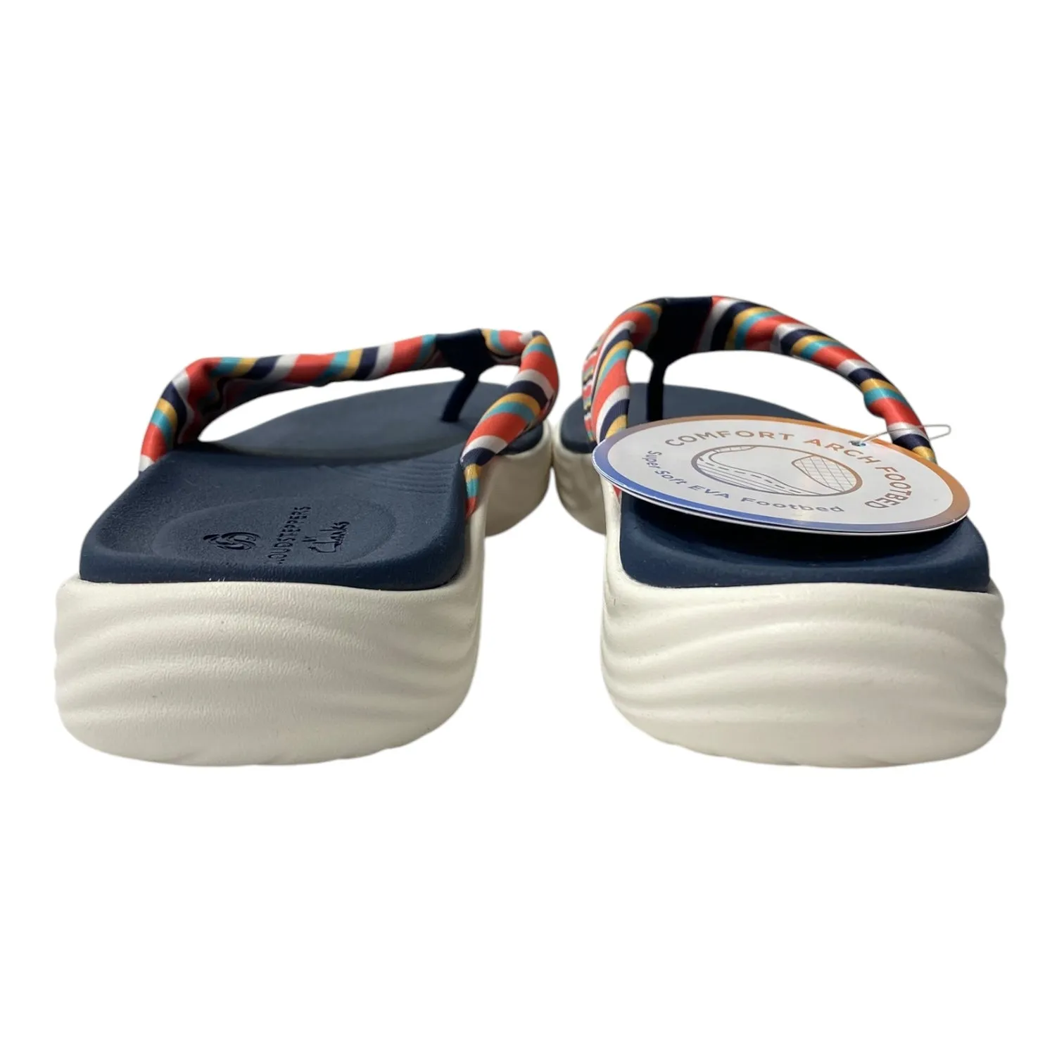 Sandals Flip Flops By Clarks In Blue & Orange, Size:7