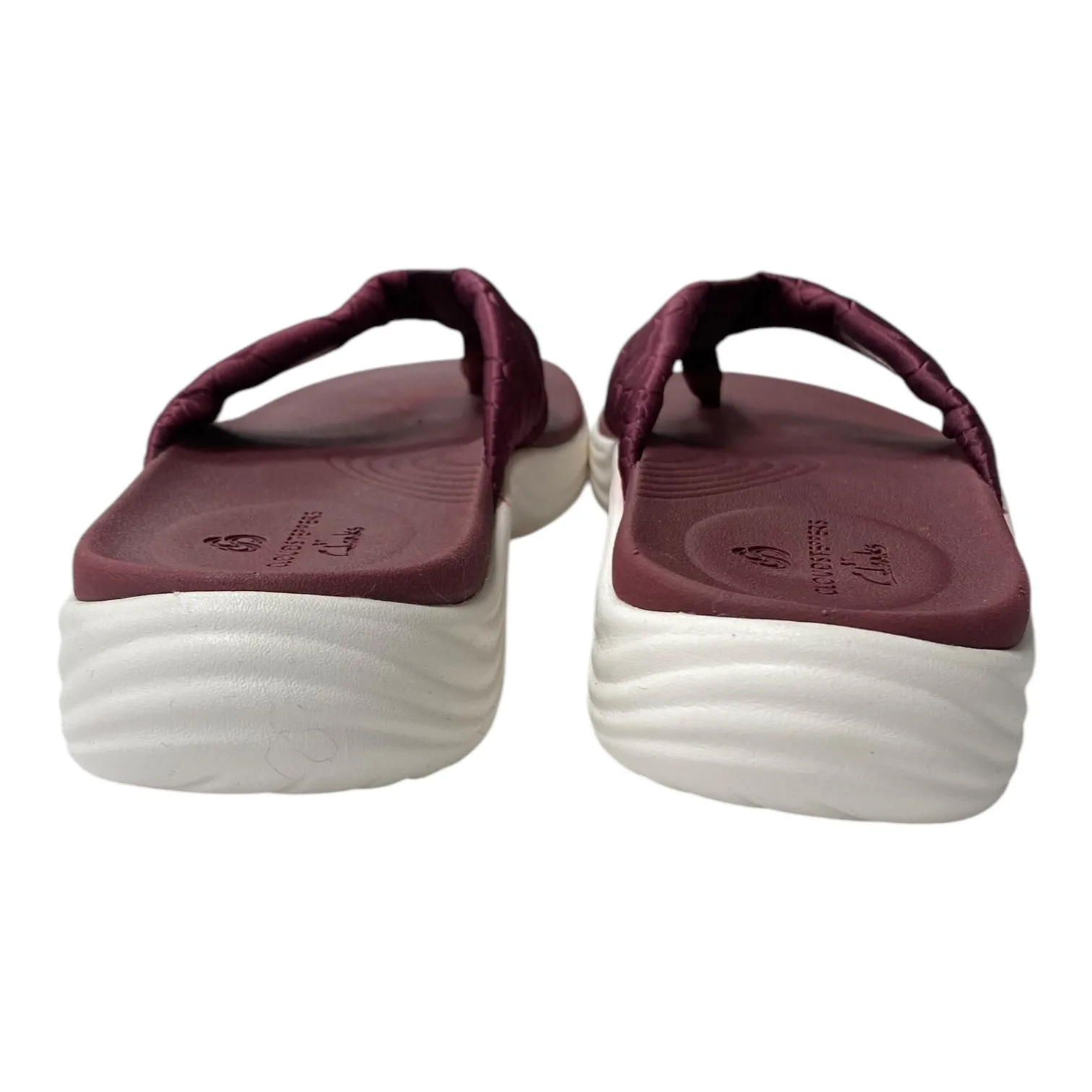 Sandals Flip Flops By Clarks In Maroon, Size:7