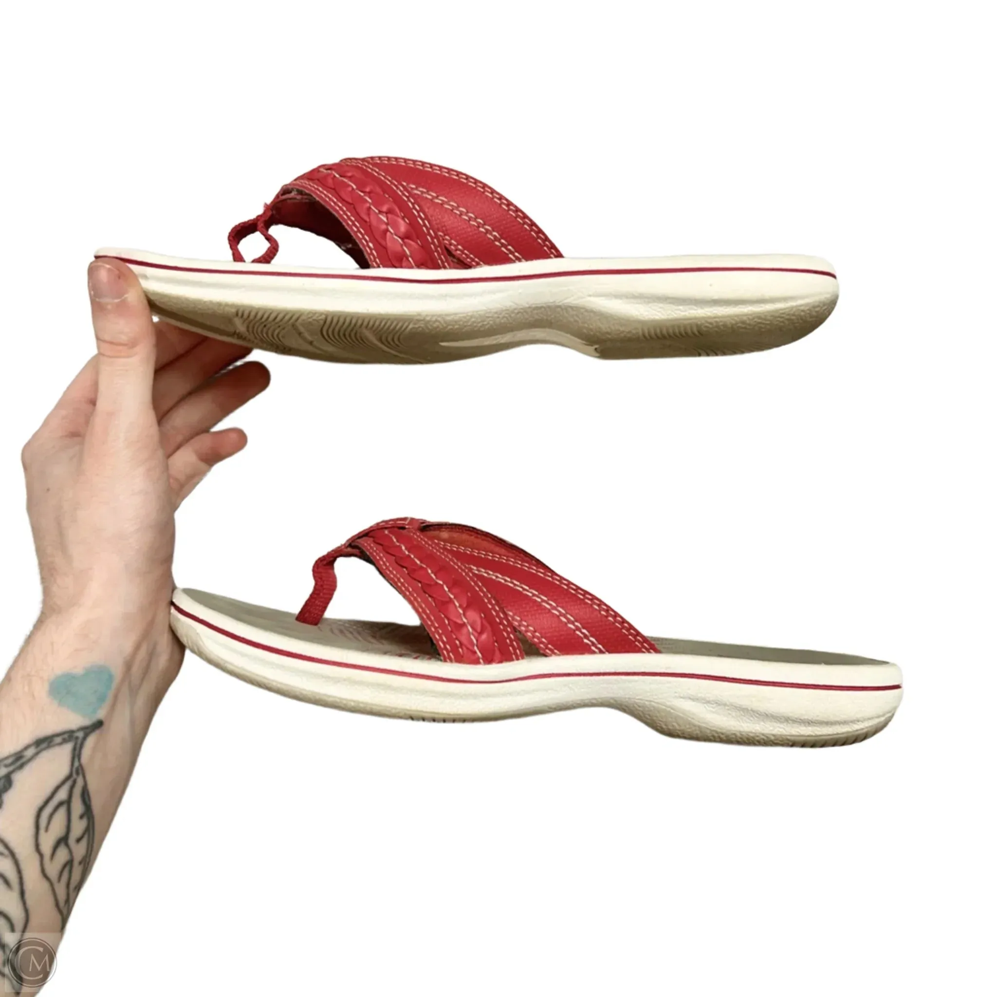 Sandals Flip Flops By Clarks In Red, Size: 6