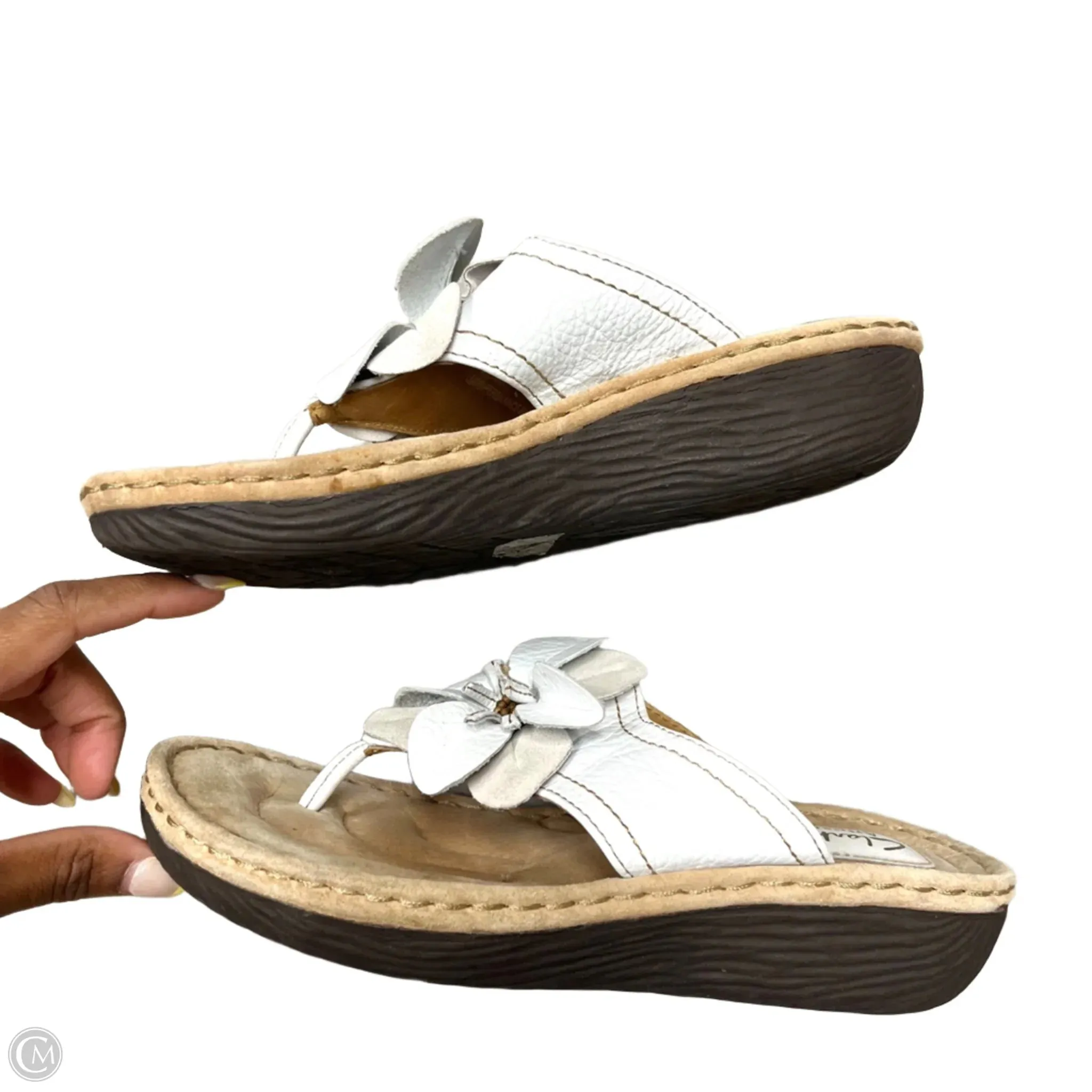 Sandals Flip Flops By Clarks In White, Size: 7.5