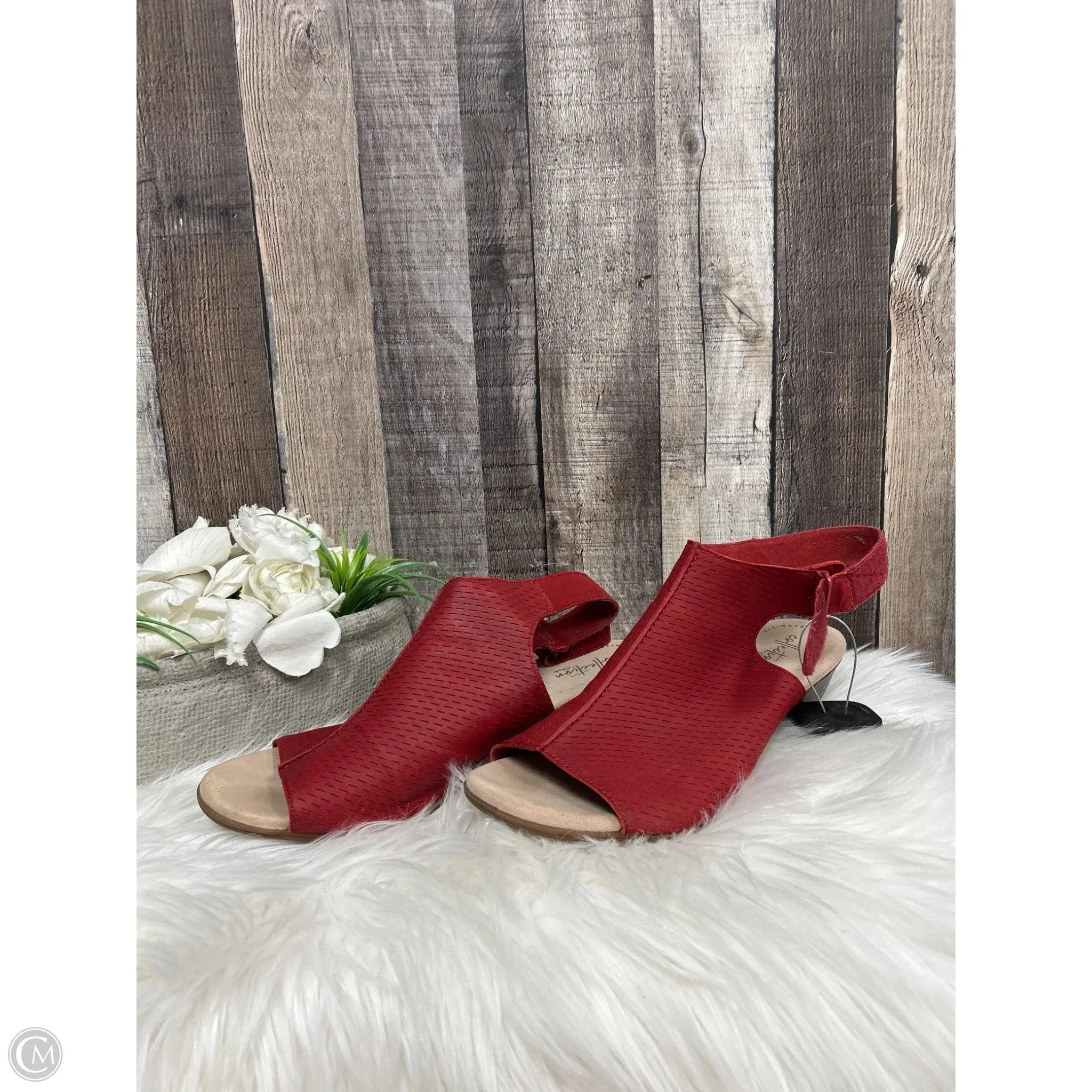 Sandals Heels Block By Clarks In Red, Size: 11