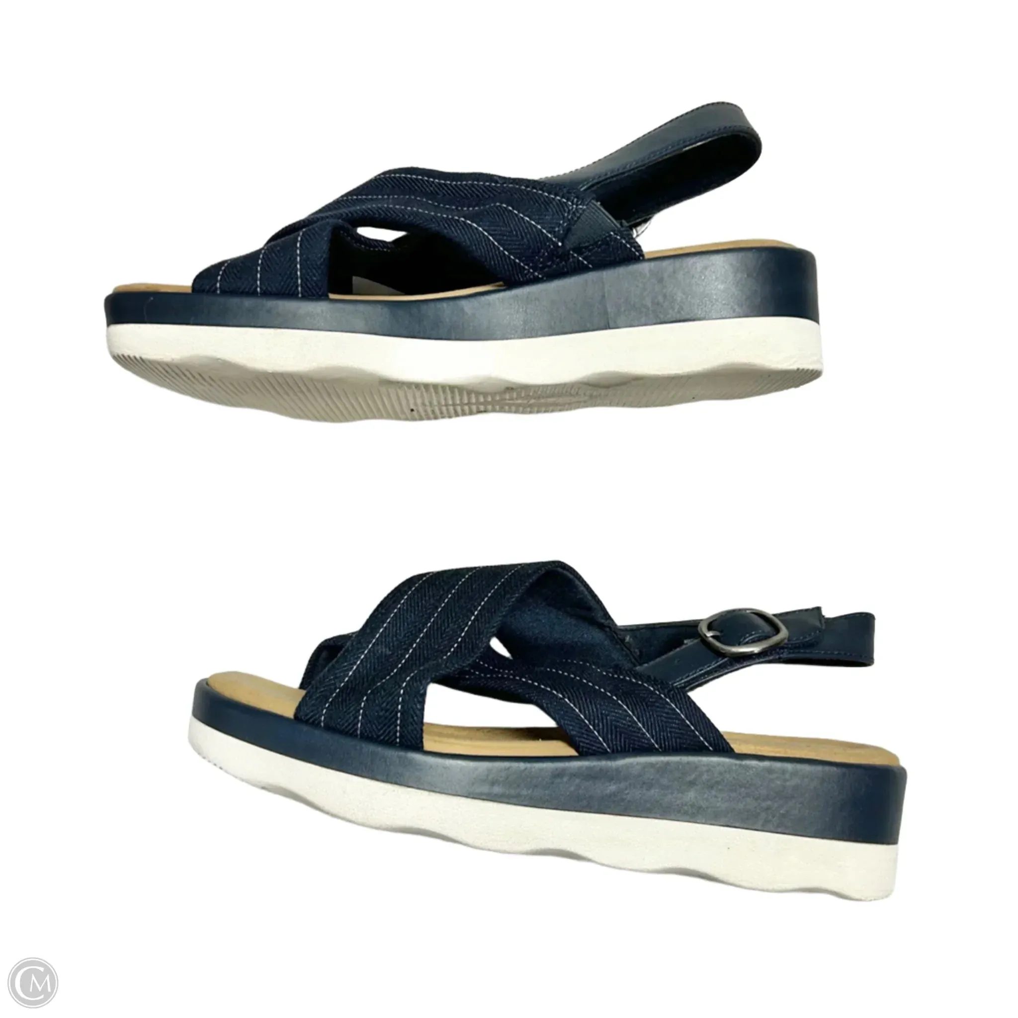 Sandals Heels Platform By Clarks In Navy, Size: 8.5