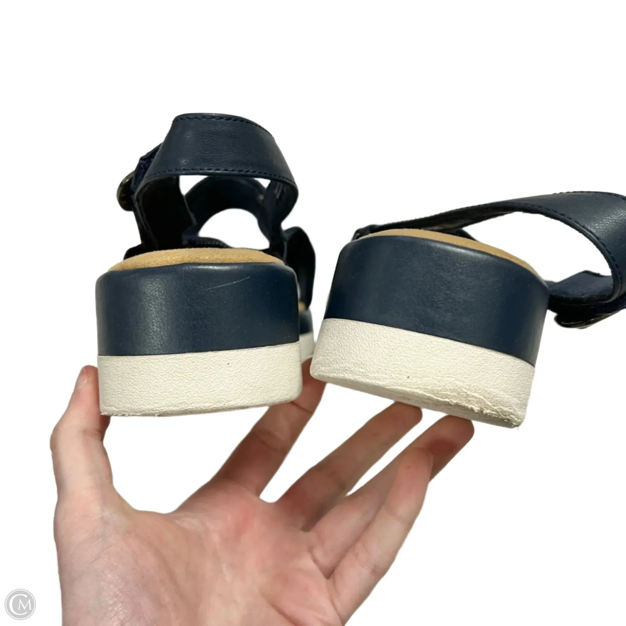 Sandals Heels Platform By Clarks In Navy, Size: 8.5