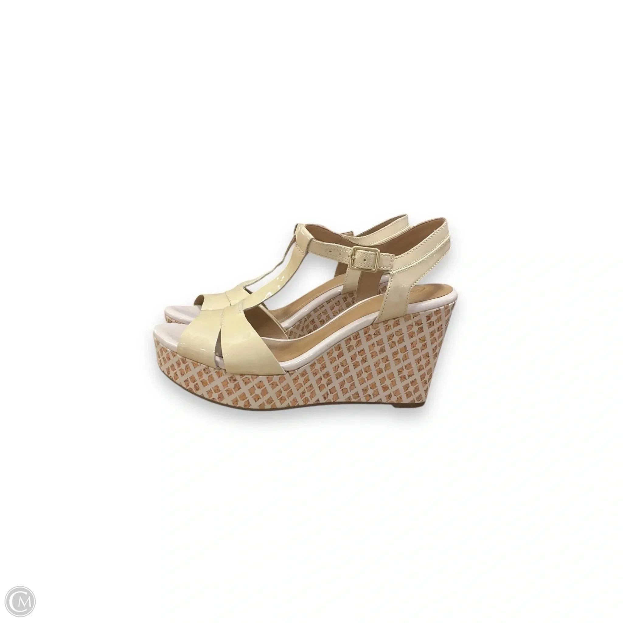 Sandals Heels Wedge By Clarks In Beige, Size: 9.5