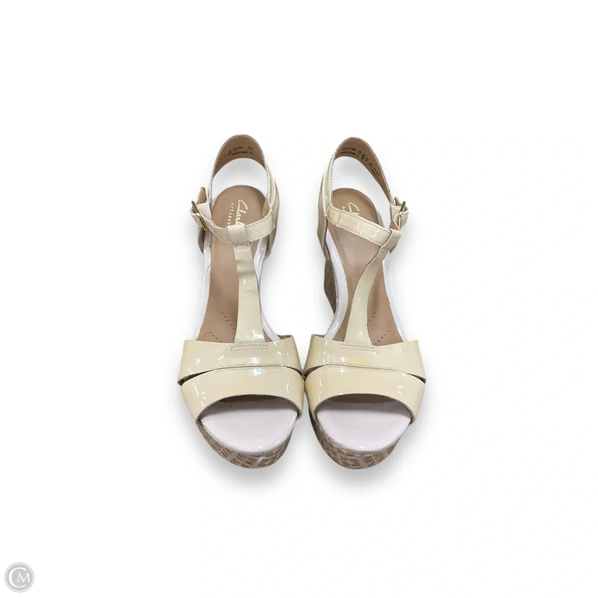Sandals Heels Wedge By Clarks In Beige, Size: 9.5