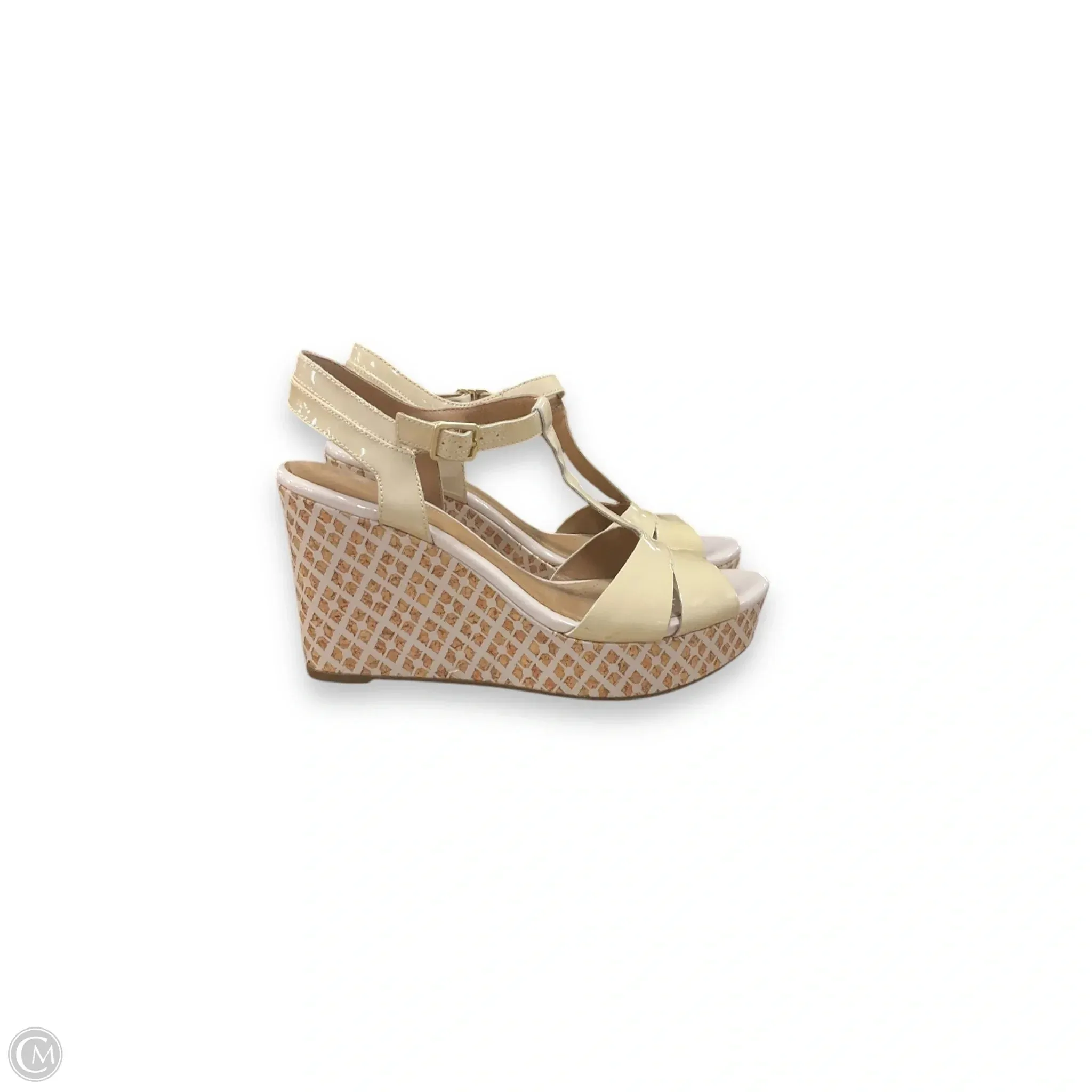Sandals Heels Wedge By Clarks In Beige, Size: 9.5