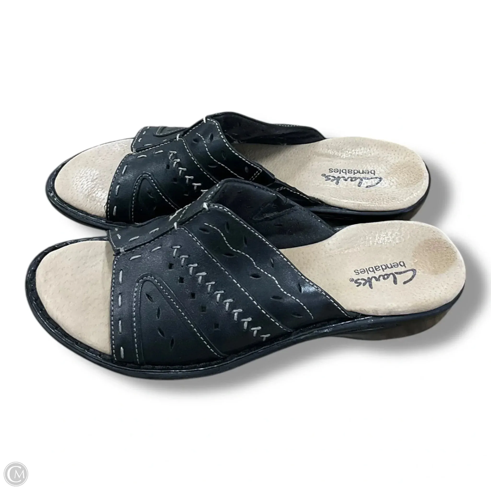 Sandals Heels Wedge By Clarks In Black, Size: 6.5