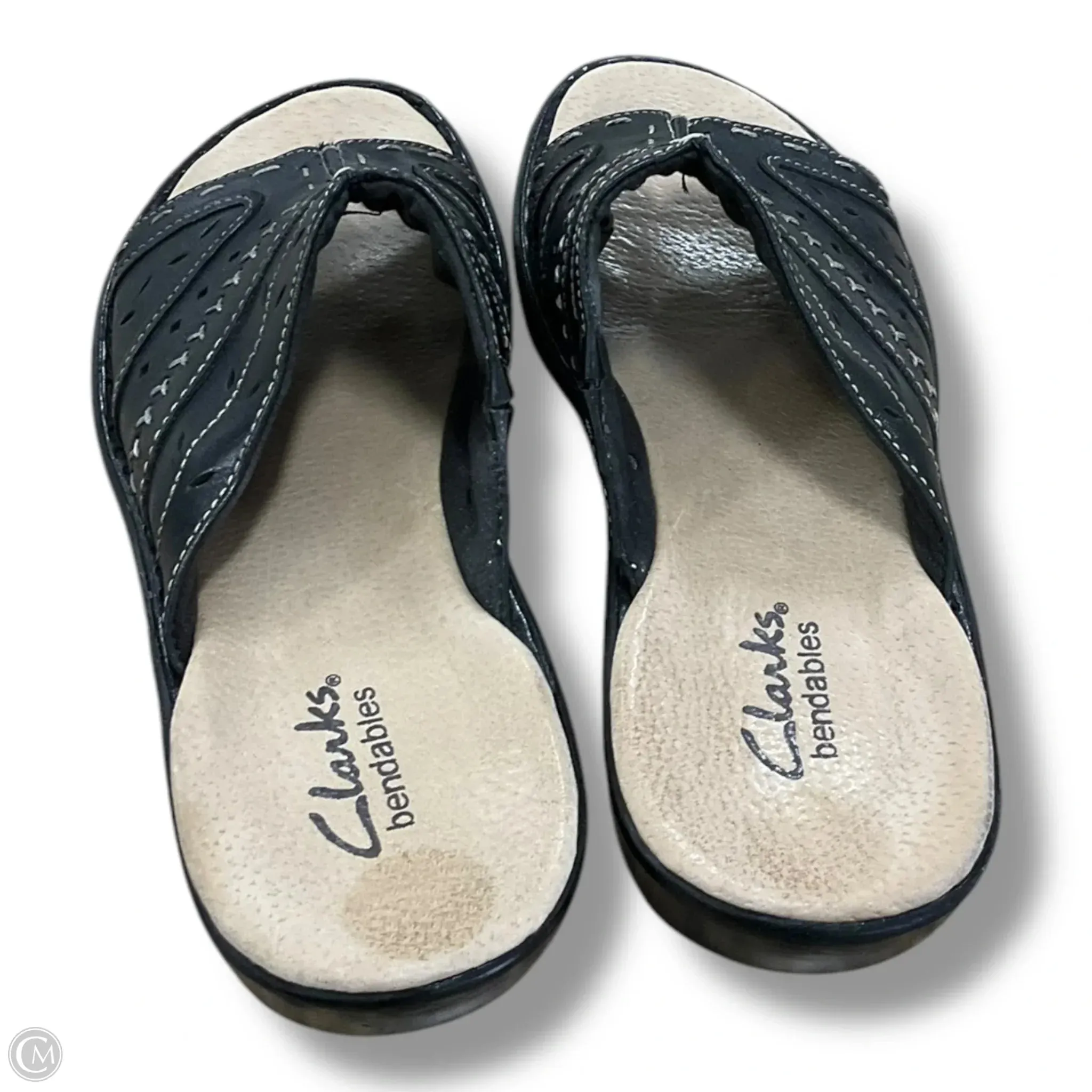 Sandals Heels Wedge By Clarks In Black, Size: 6.5