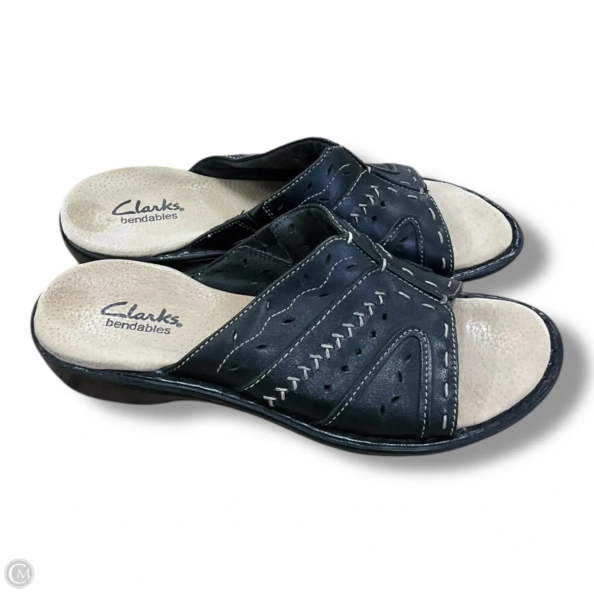 Sandals Heels Wedge By Clarks In Black, Size: 6.5