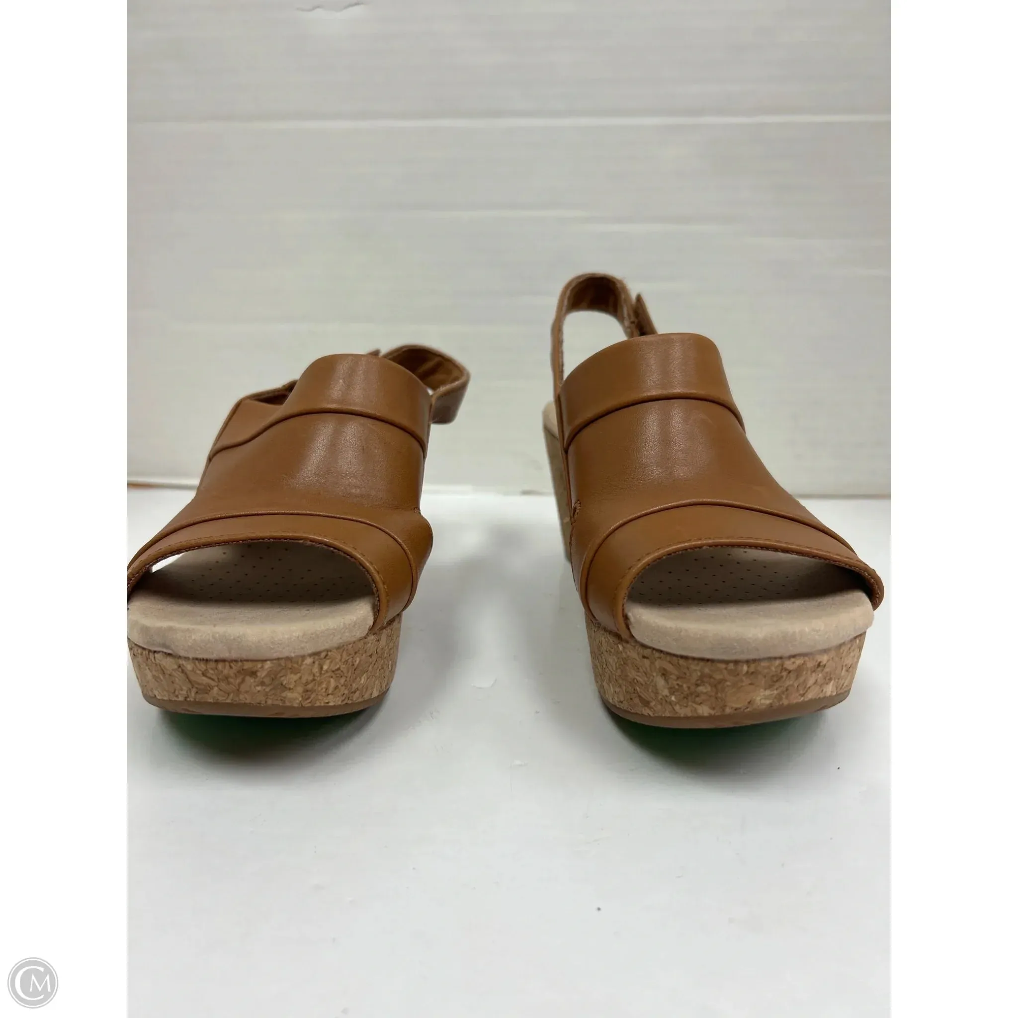 Sandals Heels Wedge By Clarks In Brown, Size: 6.5