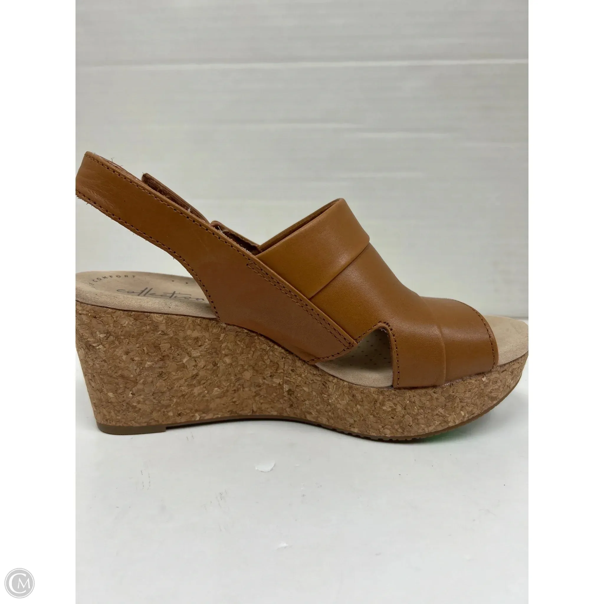 Sandals Heels Wedge By Clarks In Brown, Size: 6.5