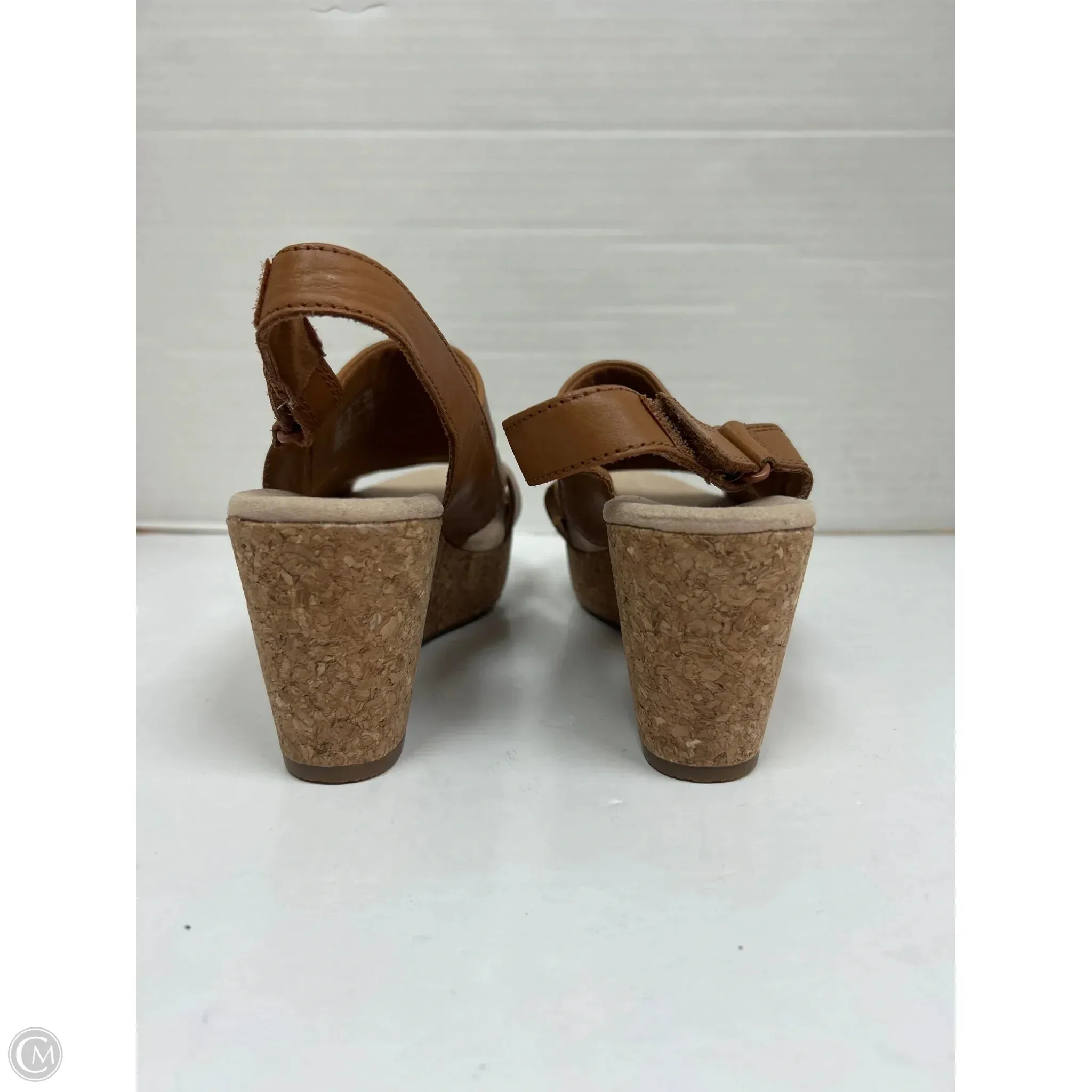 Sandals Heels Wedge By Clarks In Brown, Size: 6.5
