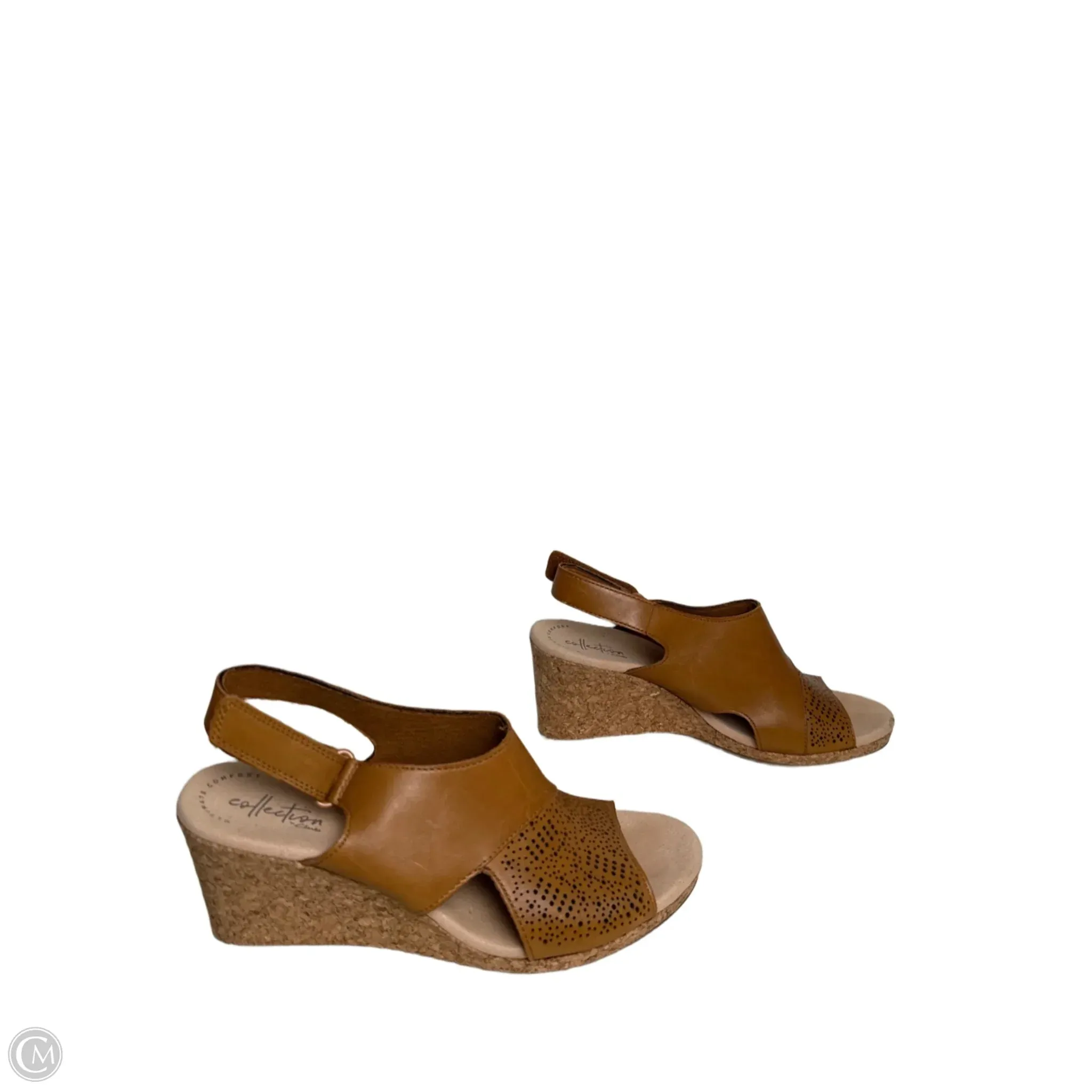 Sandals Heels Wedge By Clarks In Brown, Size: 8.5