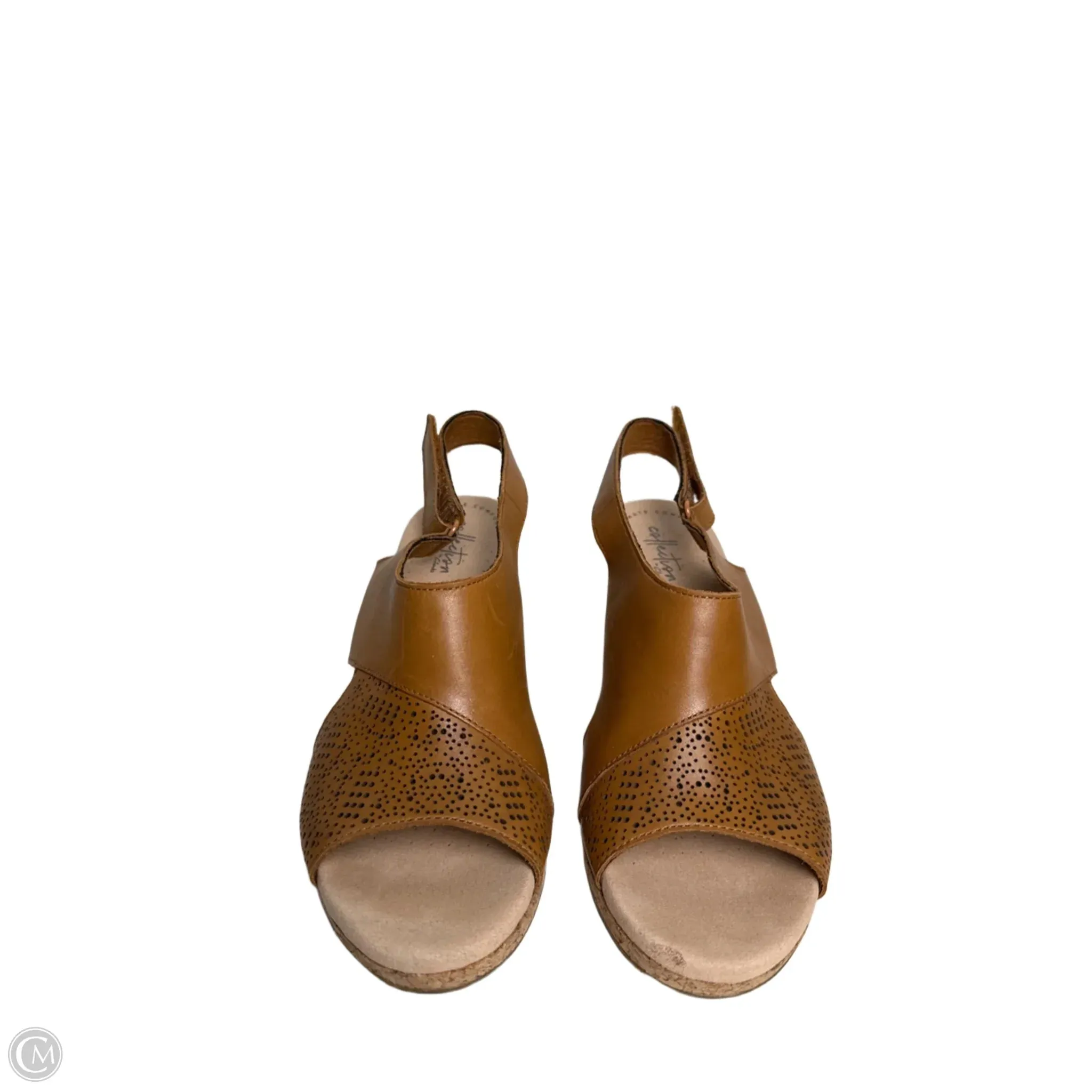 Sandals Heels Wedge By Clarks In Brown, Size: 8.5