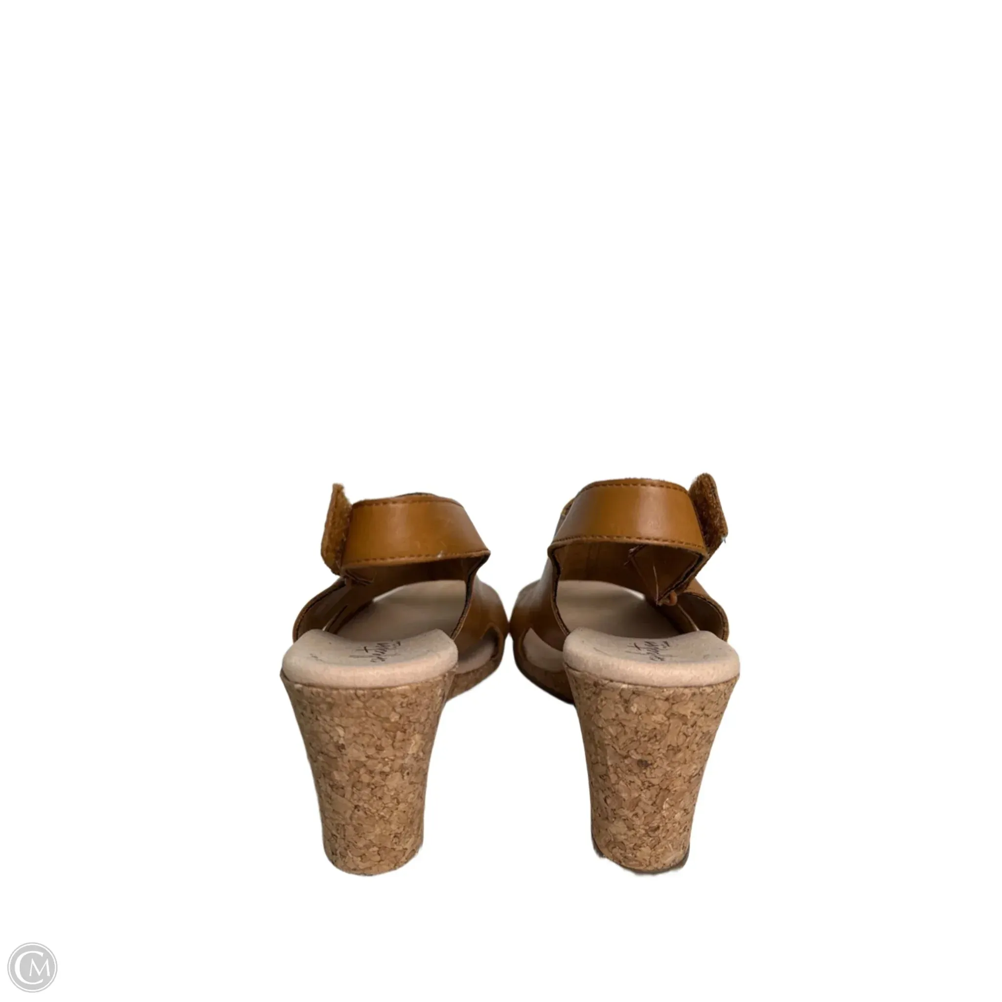Sandals Heels Wedge By Clarks In Brown, Size: 8.5