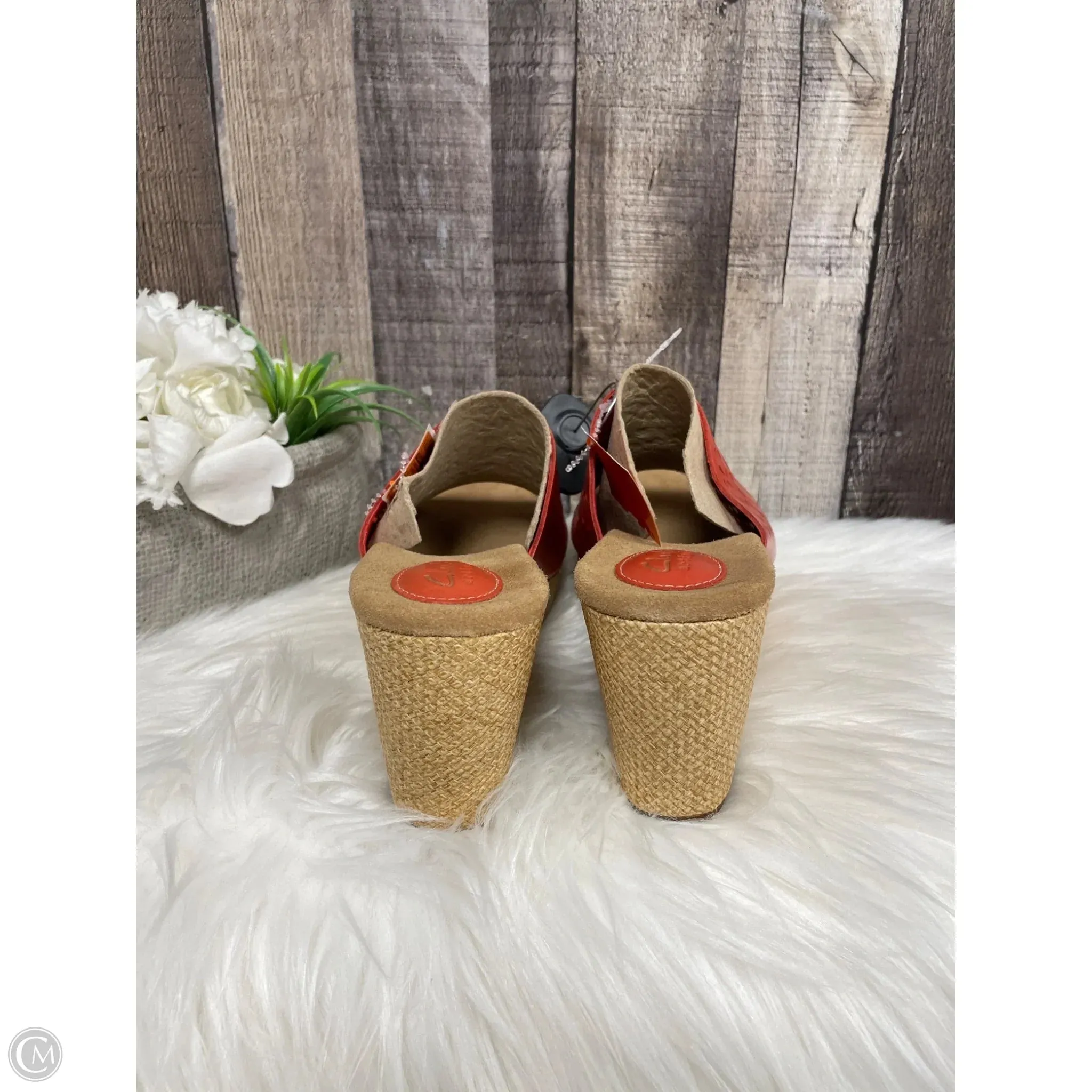 Sandals Heels Wedge By Clarks In Orange, Size: 10