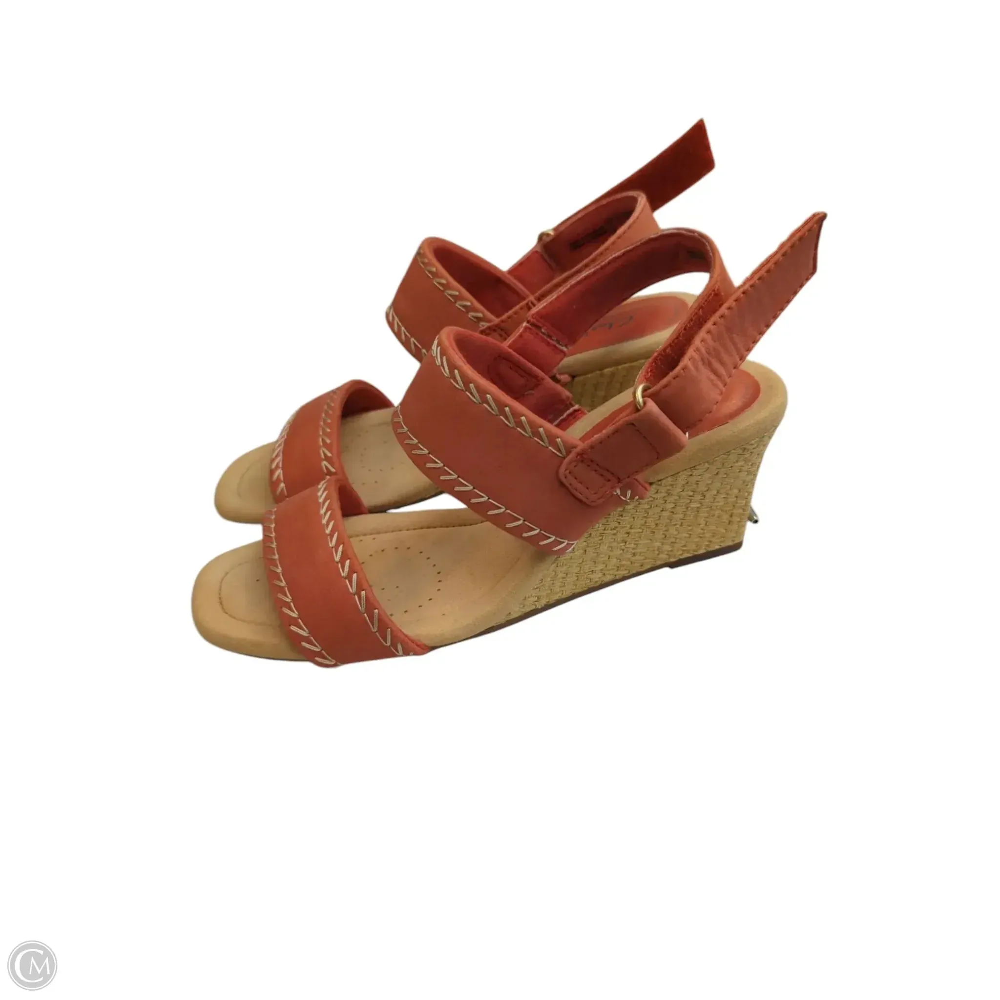 Sandals Heels Wedge By Clarks In Red, Size: 8
