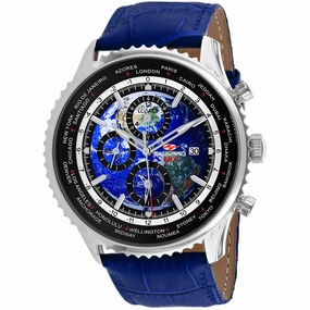 Seapro Men's Watch - Meridian World Timer GMT Blue Dial Leather Strap | SP7132