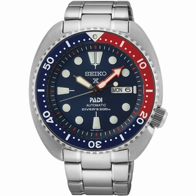 Seiko Men's Automatic Watch - Prospex Padi Turtle Blue Dial SS Bracelet | SRPE99K1