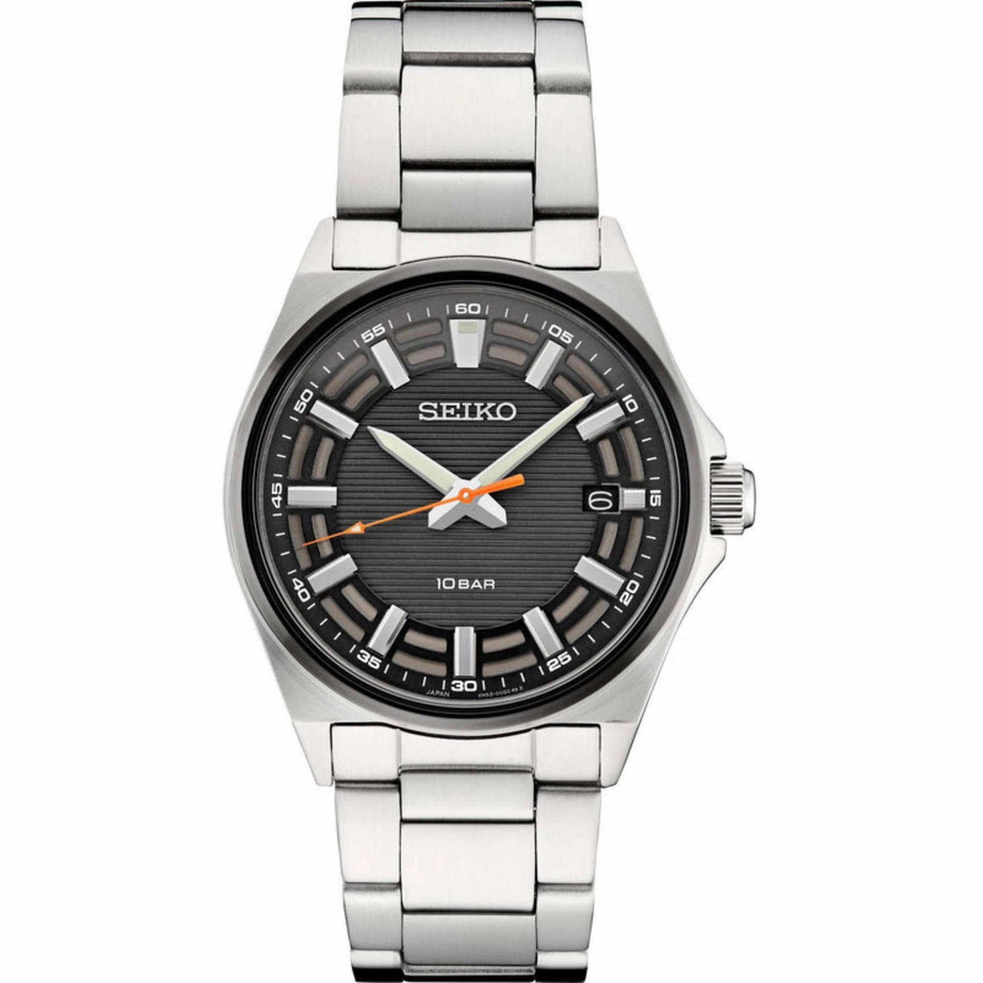 Seiko Men's Watch - Essentials Quartz Black Dial Stainless Steel Bracelet | SUR507