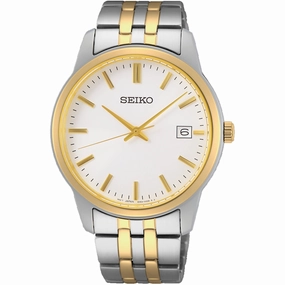 Seiko Men's Watch - Essentials White Dial Plated Stainless Steel Bracelet | SUR402