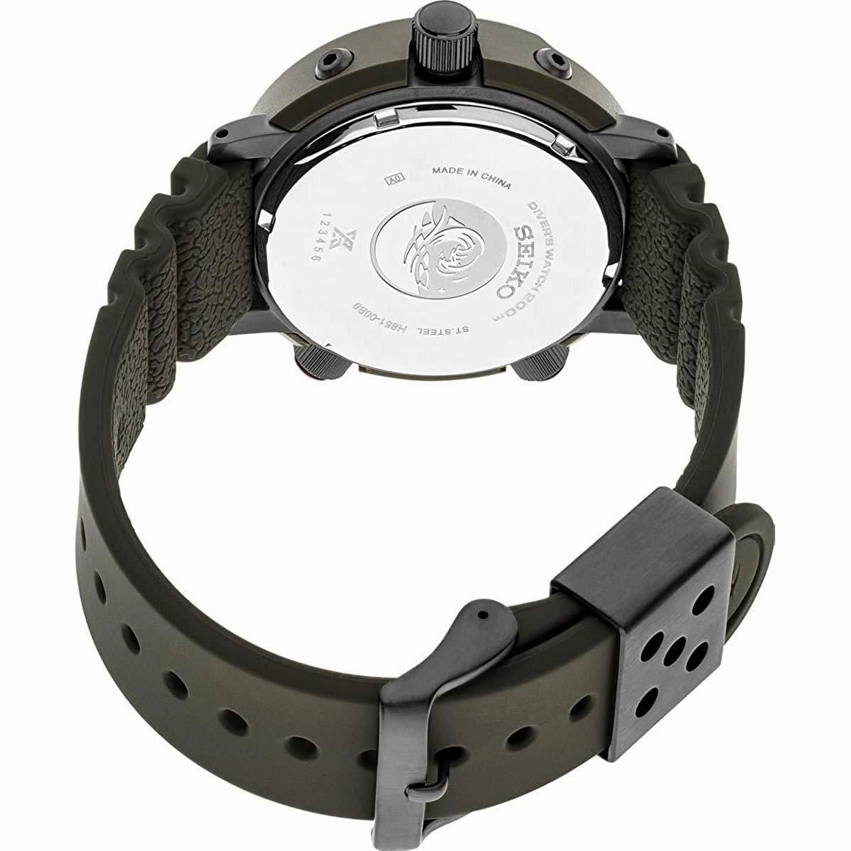Seiko Men's Watch - Prospex Analog Digital Dial Dark Green Silicone Strap | SNJ031P1
