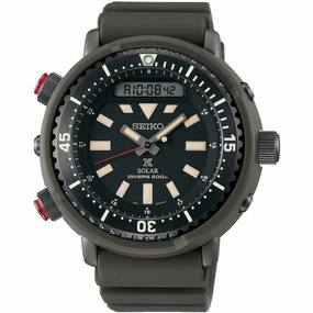 Seiko Men's Watch - Prospex Analog Digital Dial Dark Green Silicone Strap | SNJ031P1