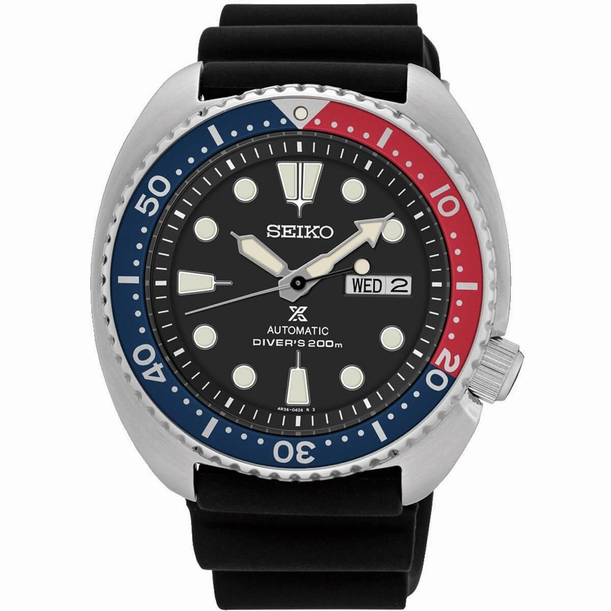 Seiko Men's Watch - Prospex Automatic Black Dial Silicone Rubber Strap | SRPE95K1