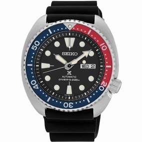 Seiko Men's Watch - Prospex Automatic Black Dial Silicone Rubber Strap | SRPE95K1