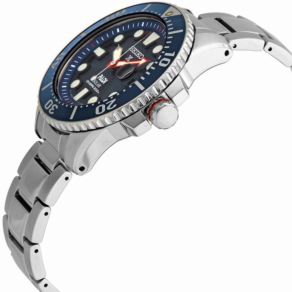 Seiko Men's Watch - Prospex Padi Solar Powered Eco-Drive Blue Dial Bracelet | SNE549P1