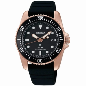 Seiko Men's Watch - Prospex Solar Power Reserve Black Dial Silicone Strap | SNE586P1