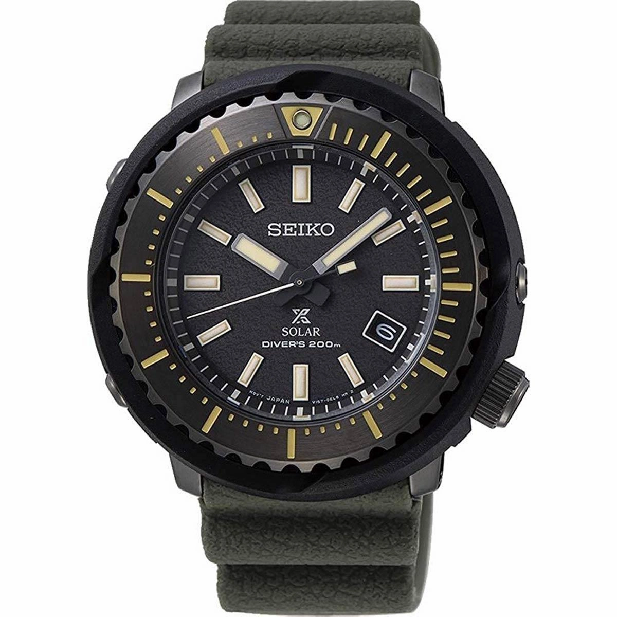 Seiko Men's Watch - Prospex Solar Powered Quartz Military Green Strap | SNE543P1
