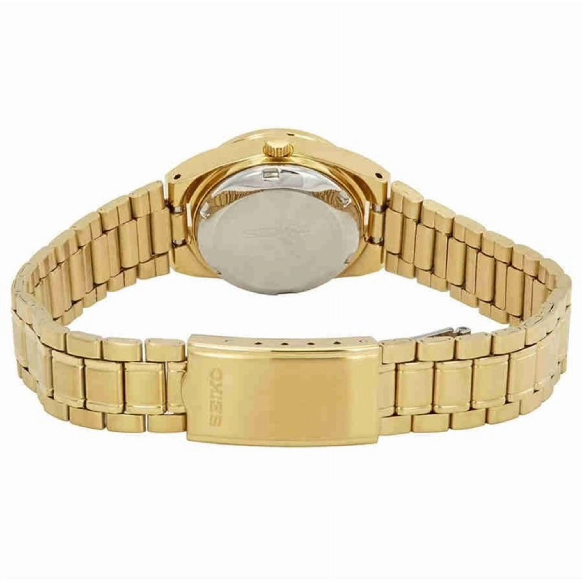 Seiko Women's Automatic Watch - Series 5 Black Dial Yellow Gold Bracelet | SYM602