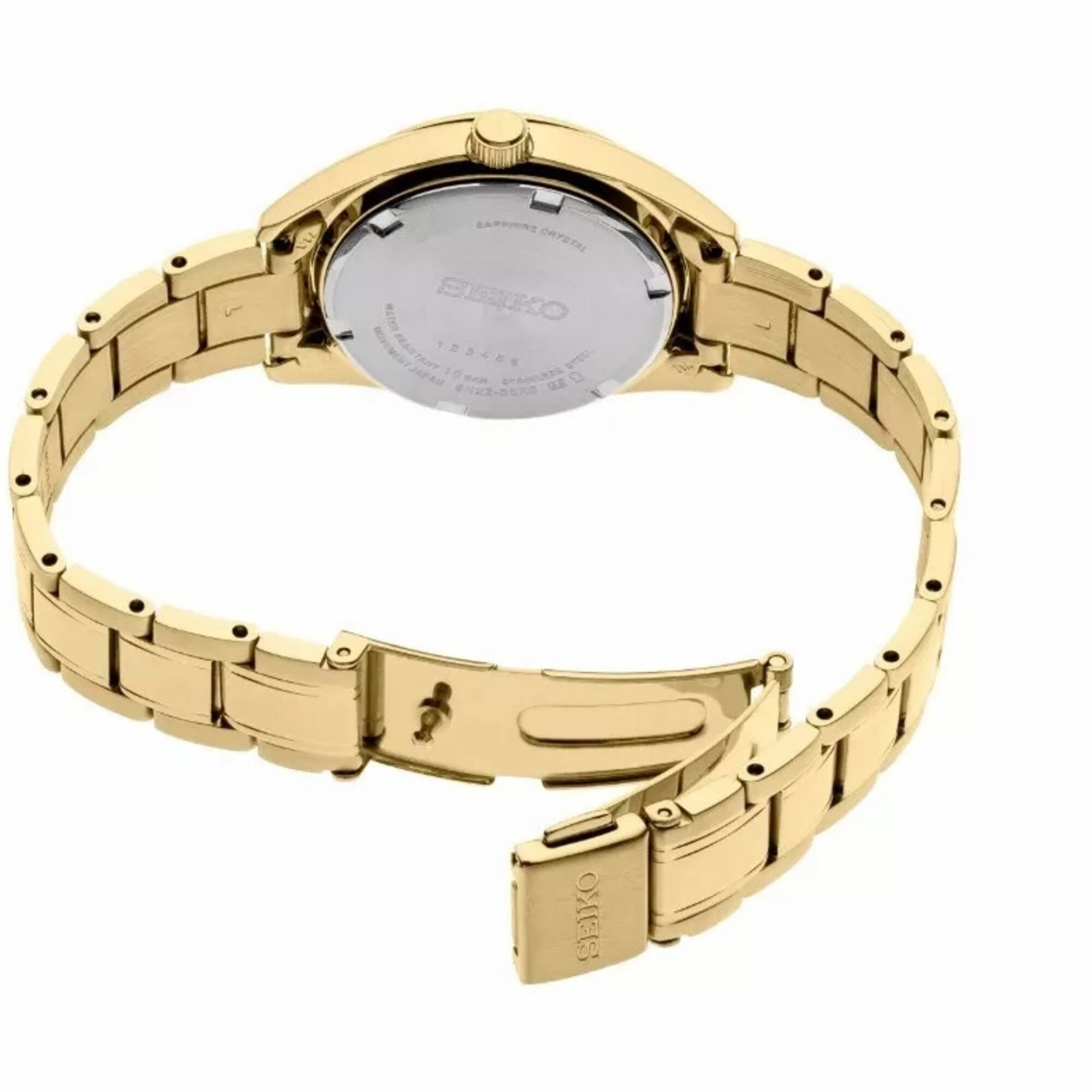 Seiko Women's Watch - Essentials Quartz Silver Dial Yellow Gold Bracelet | SUR632