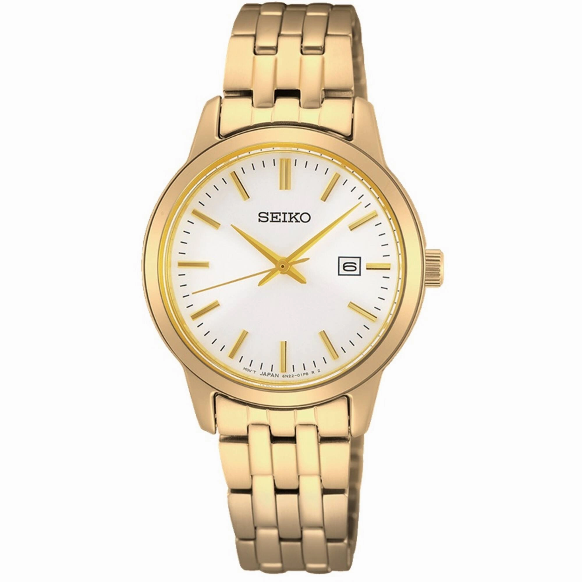 Seiko Women's Watch - Quartz White Dial Yellow Gold Bracelet | SUR412
