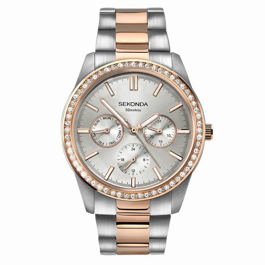 Sekonda Classic 38mm Two Tone Ladies Day Date Watch 2162