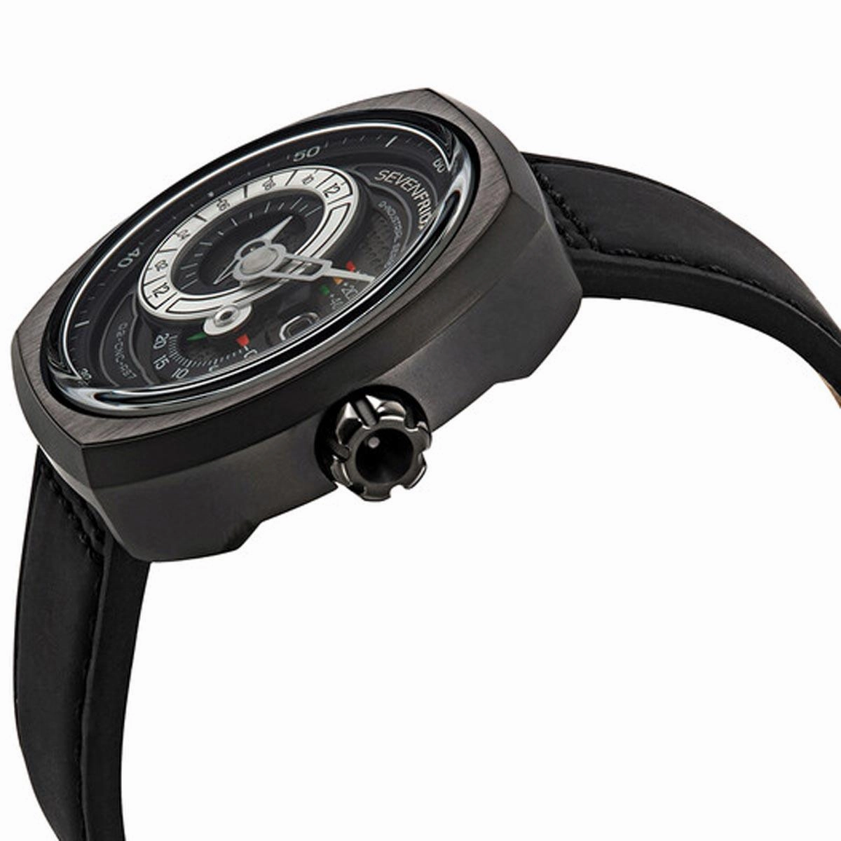 SevenFriday Men's Automatic Watch - Q Series Power Reserve Black Leather Strap | Q3-05